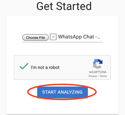 Once the file has been attached, verify the Captcha and click Start Analyzing